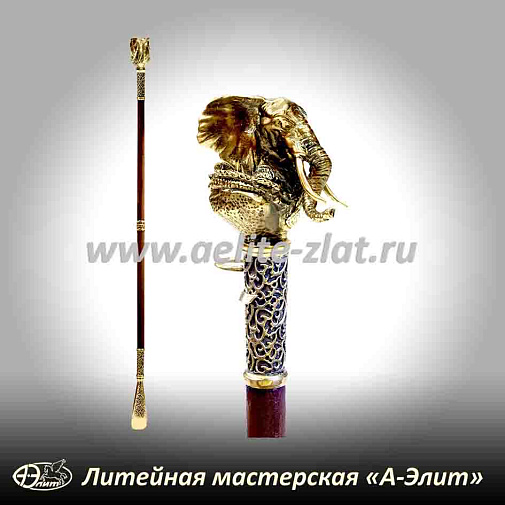 Бронзовая ложка для обуви слон длинная