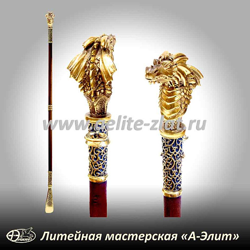 Бронзовая ложка для обуви дракон длинная