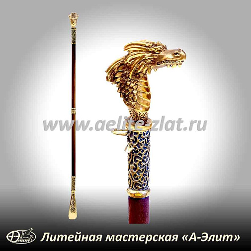 Бронзовая ложка для обуви дракон длинная