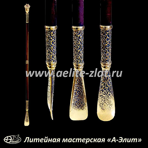 Бронзовая ложка для обуви дракон длинная