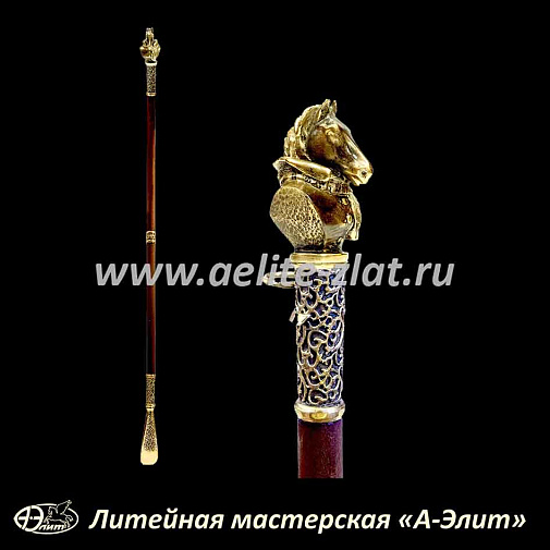 Бронзовая ложка для обуви конь в пальто длинная