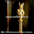 Бронзовая ложка для обуви кролик с часами длинная