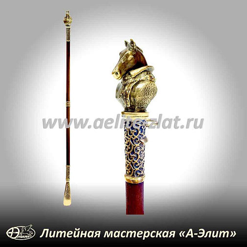 Бронзовая ложка для обуви конь в пальто длинная