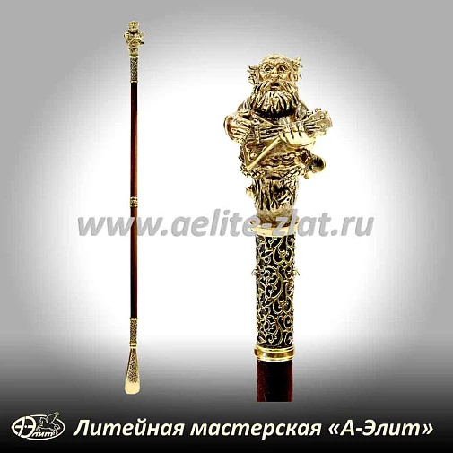 Бронзовая ложка для обуви веселый домовой длинная